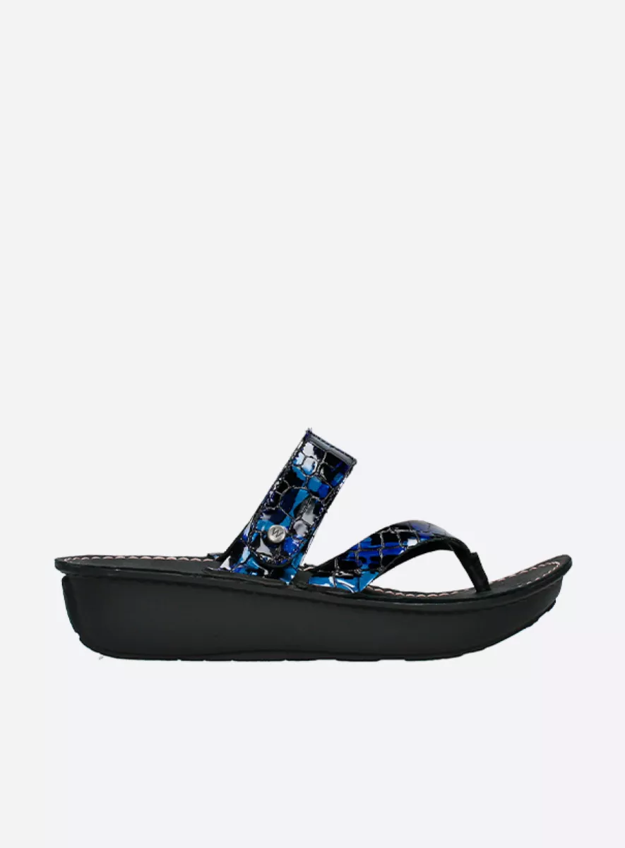 Wolky Chunky sandals 0618069800 69800 blue croco leather