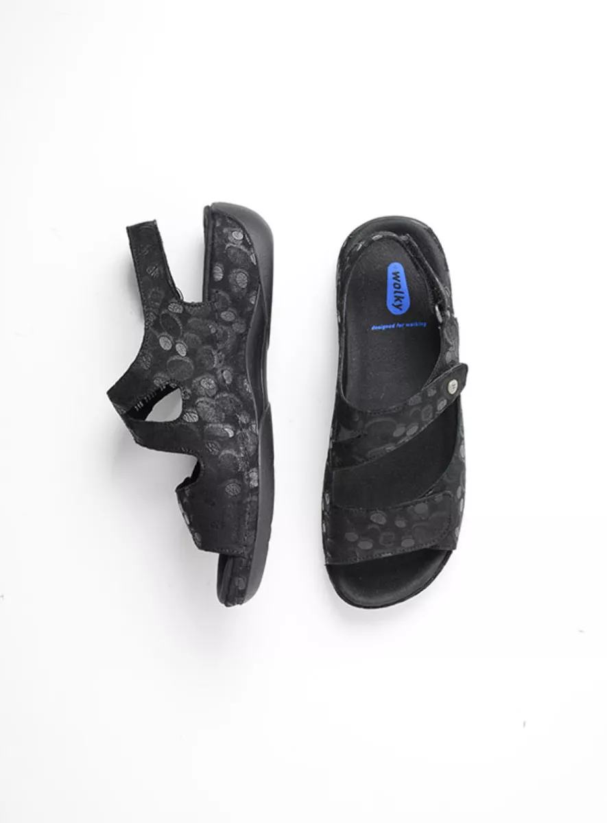 Wolky Sandals 0031512100 black circles nubuck