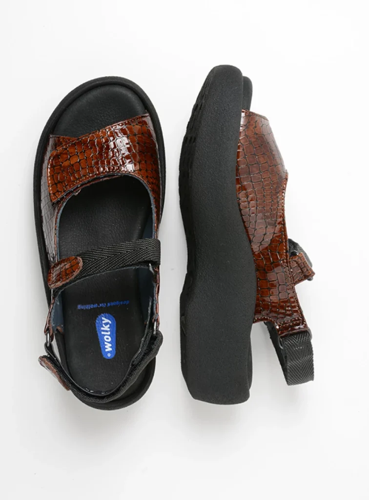 Wolky Sandals 0320467430 67430 cognac croco leather