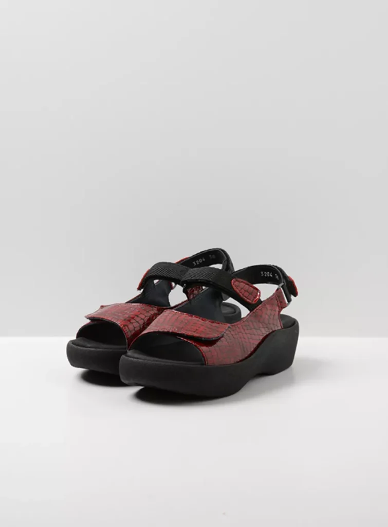 Wolky Sandals 0320467500 67500 red crocolook patent leather