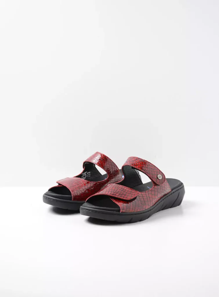 Wolky Sandals 0410267500 67500 red crocolook leather