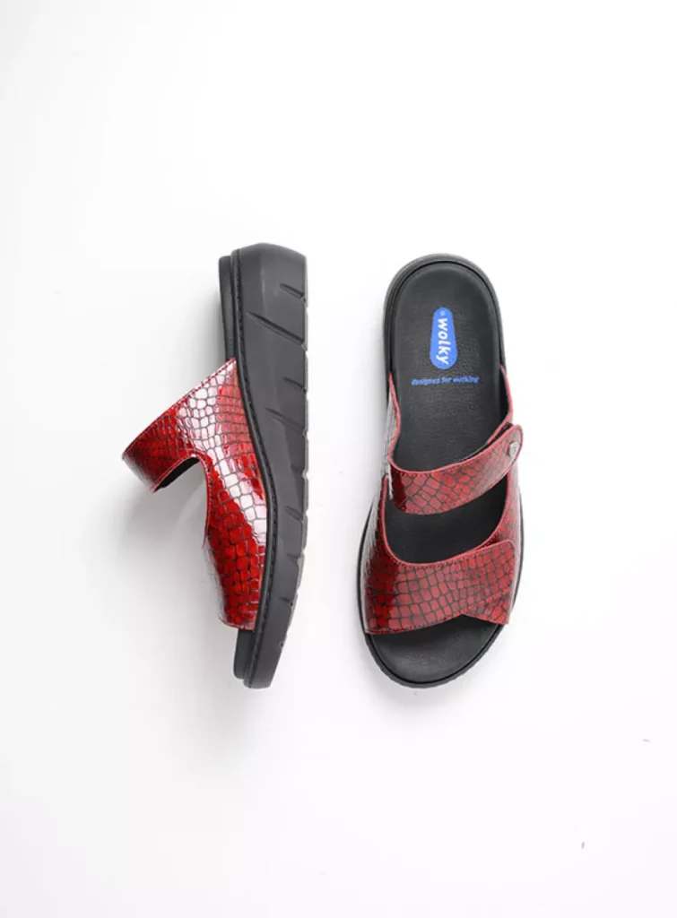 Wolky Sandals 0410267500 67500 red crocolook leather