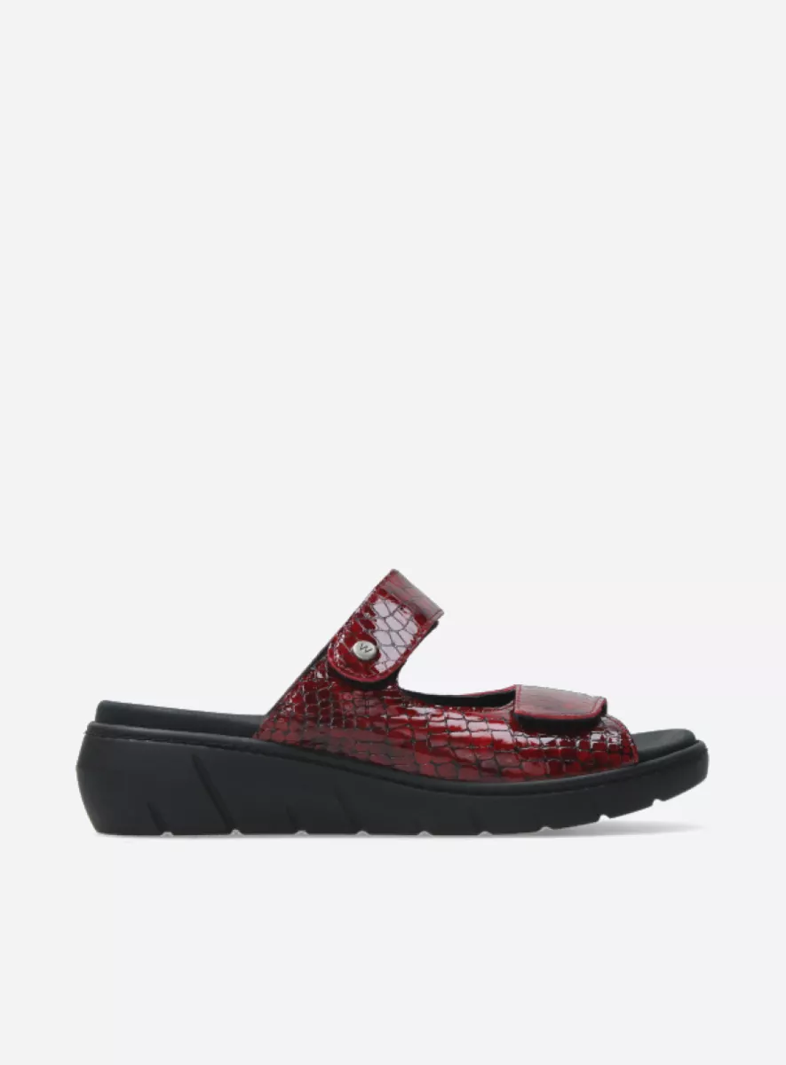 Wolky Sandals 0410267500 67500 red crocolook leather