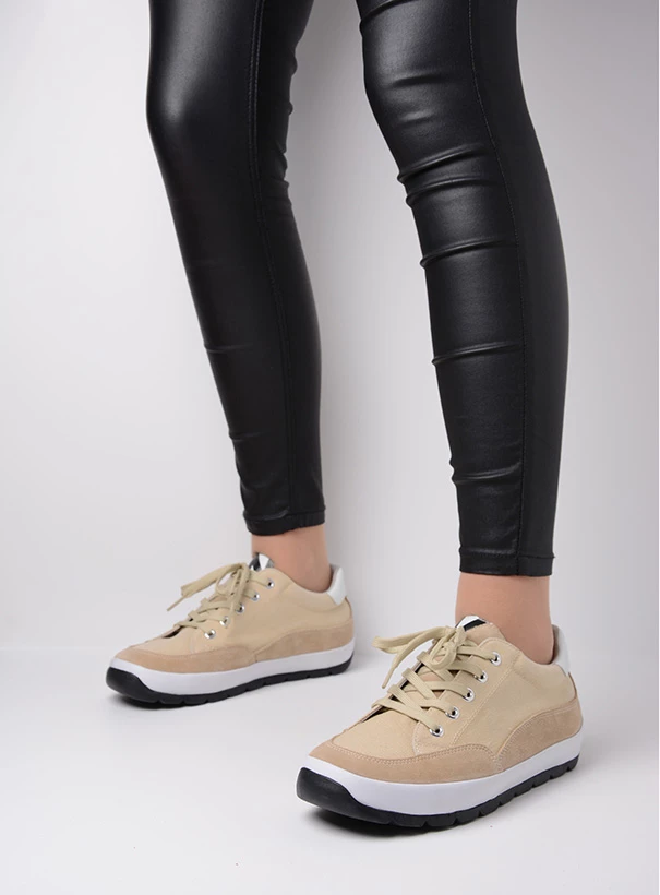 wolky low lace up shoes 94390 beige canvas suede sfeer