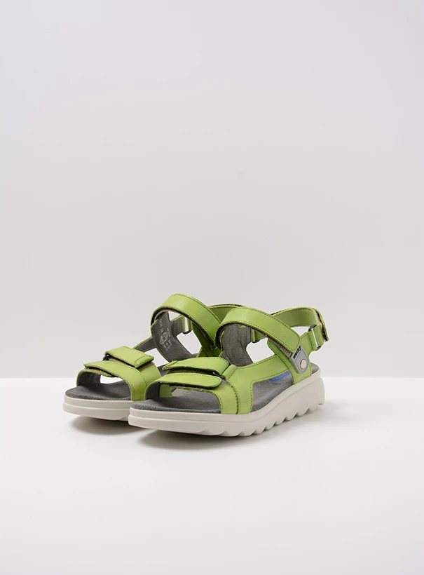 wolky sandals 01525 mile 50750 lime leather front