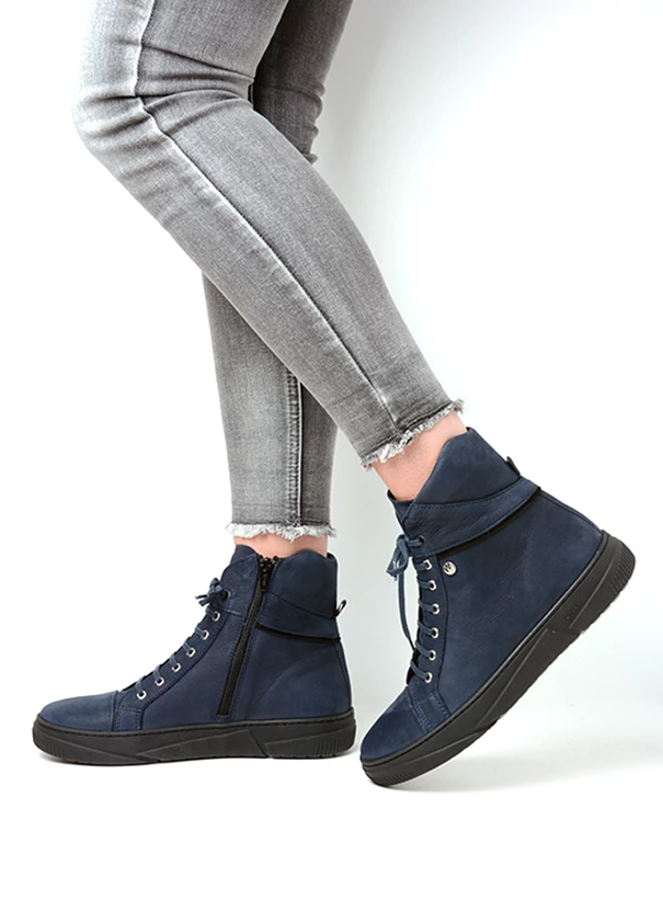 wolky high lace up shoes 02075 wheel 11800 blue nubuck detail