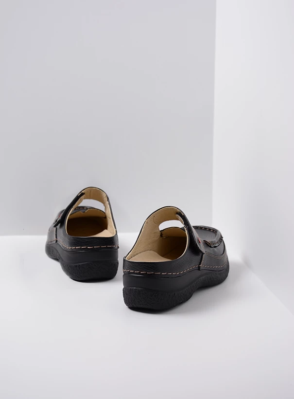 Buy your Wolky Roll Slipper - black printed leather shoes online